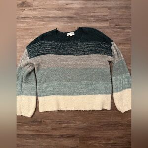 Striped Sweater - Cream, Gray, Green